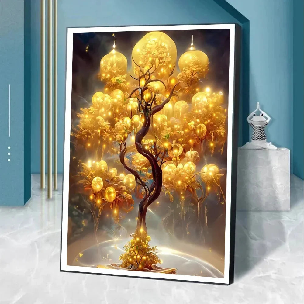 Classic Abstract Wall Art Luxury Lucky Golden Money Tree HD Canvas Print Poster Home Living Room Bedroom Decorative Painting