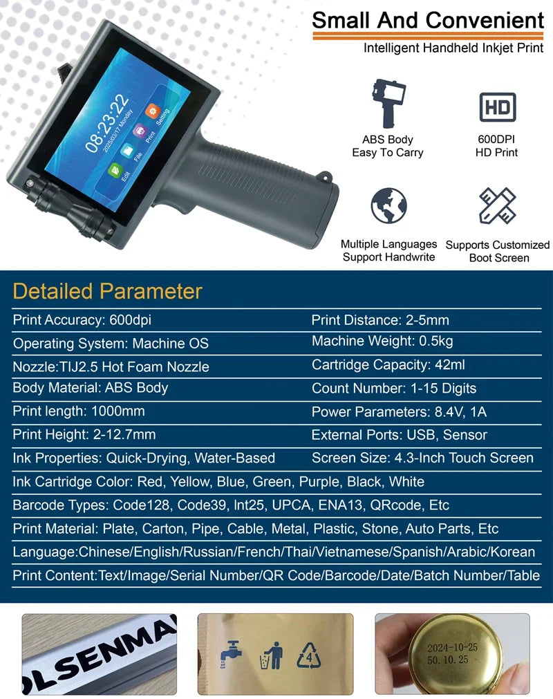 Portable Handheld Inkjet Printer – Thermal Printer for QR Codes & Labels