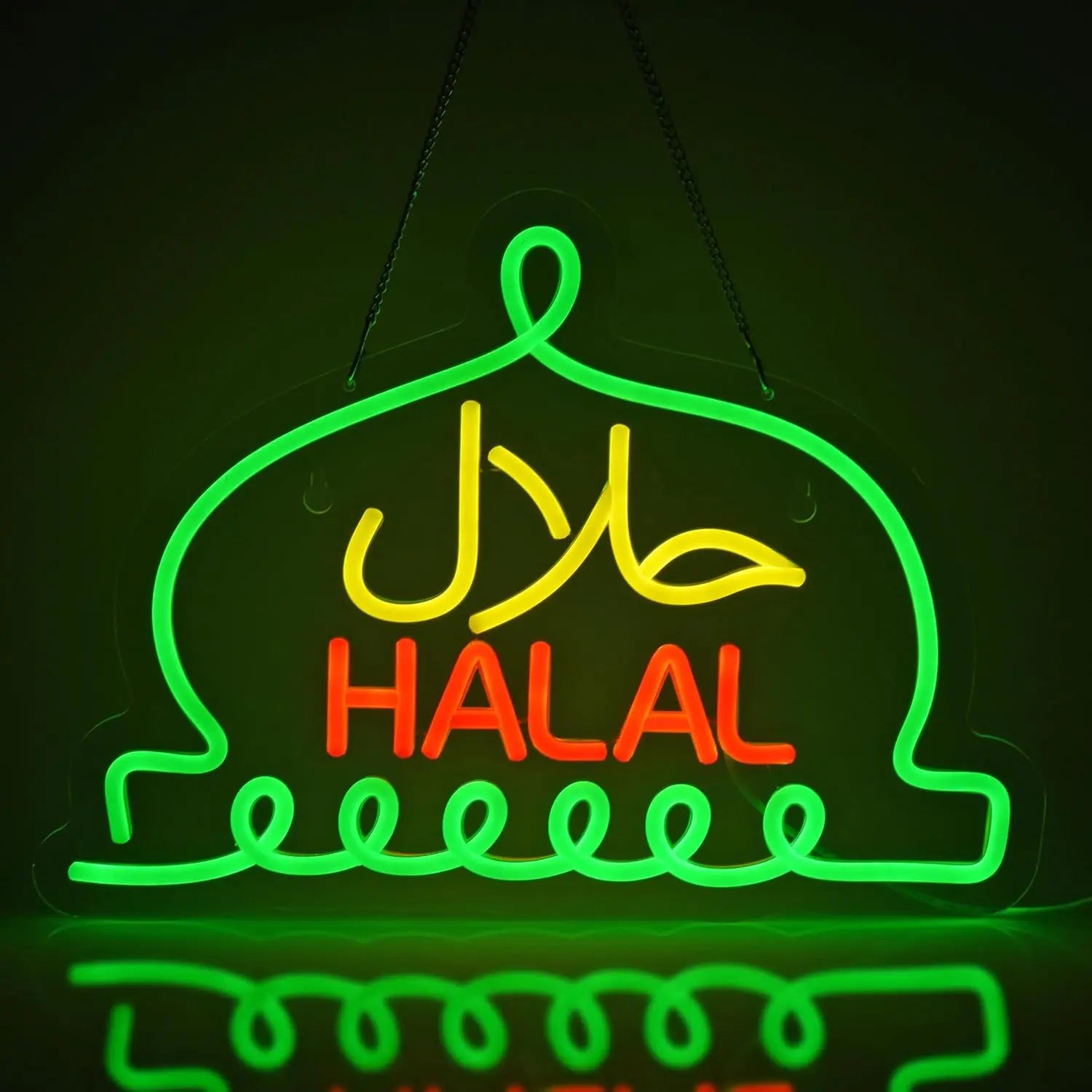 Halal Neon Signs Halal Food Arabic Restaurants Led Light Up Signs for Business Store for Wall Decor USB Powered