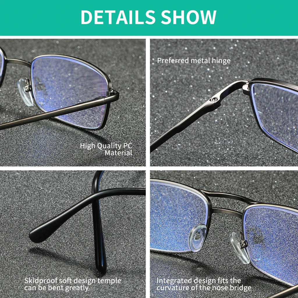 HD Reading Glasses Lightweight Metal Frame Business Style