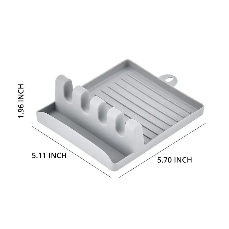 2-in-1 Spoon Rest and Pot Lid Holder – Kitchen Utensil Rack with Drip Tray