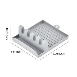 2-in-1 Spoon Rest and Pot Lid Holder – Kitchen Utensil Rack with Drip Tray