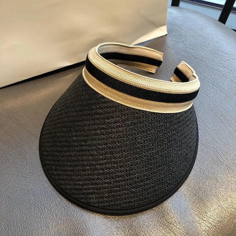 Woven Straw Sun Visor Hat Stylish Beach Accessory for Summer - Image 9