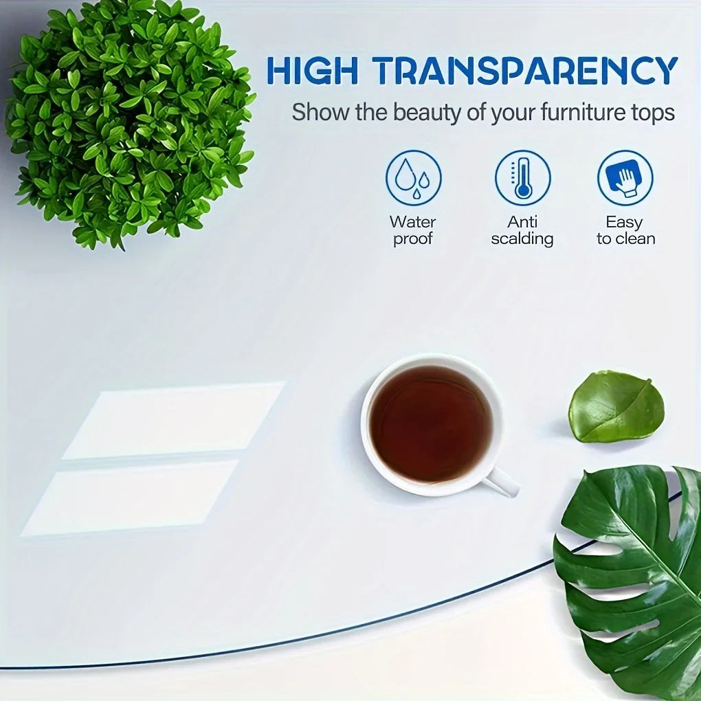 High-end Transparent PVC Tablecloth, Rectangular, for Office & Dining Tables, All Seasons, Machine Washable, 24x48 Inches