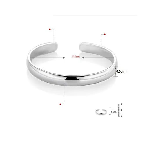 999 Sterling Silver Cuff Polishing Retro Bracelet Bangles For Women Party Wedding Jewelry Accessories Argent 925