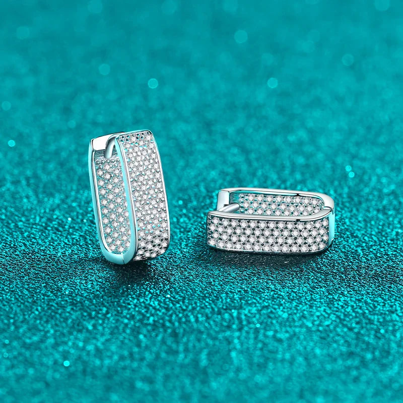 NeeTim Full D Color Sparkling Moissanite Earrings 925 Sterling Silver Classic Shining Hoop Earrings For Women Wedding Jewelry