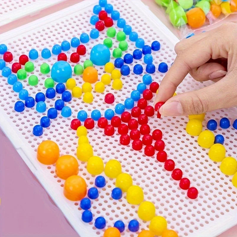 Creative DIY Mushroom Tacks Set: 1 Board, 240 Small, 40 Medium, 16 Large Tacks, And Colorful Instructions for Ages 3-6
