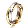 Stainless Steel Interlocked Triple Ring for Women Multi Color Wedding Band Bague Three in One