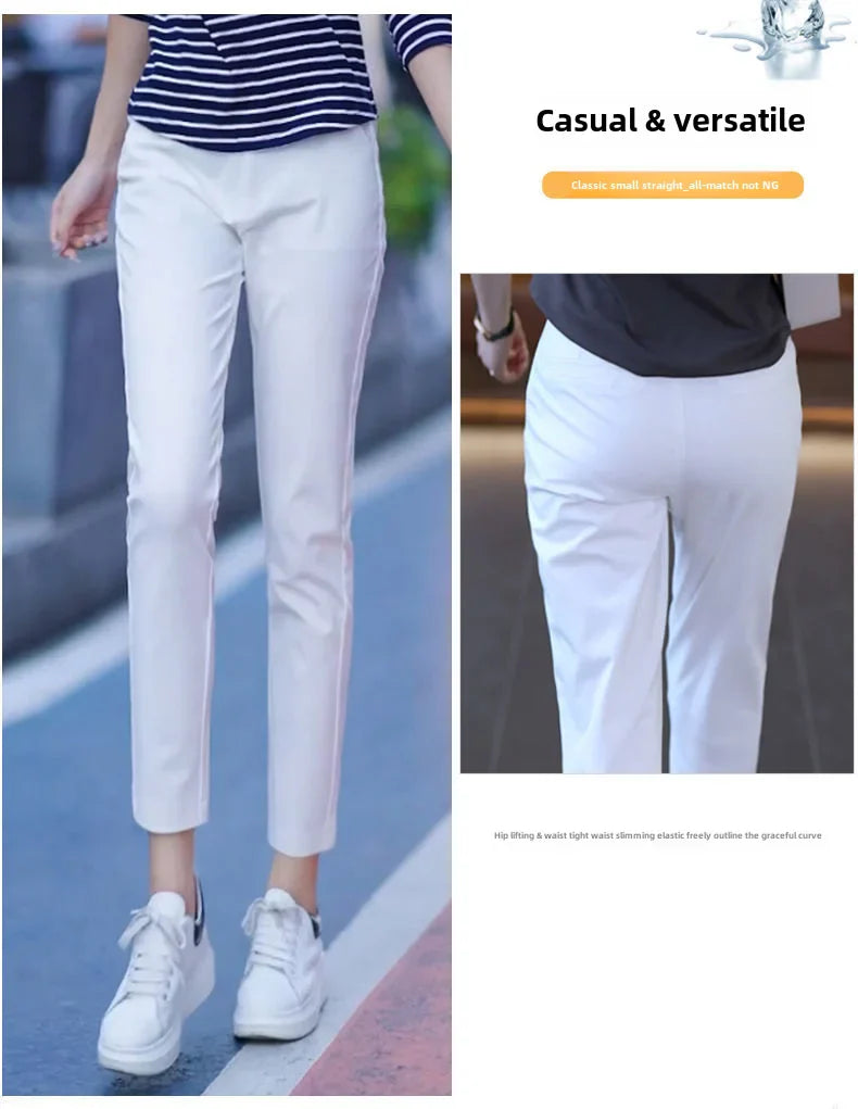 Womens High Waisted Ankle Length Pants Business Casual Trousers - Image 3