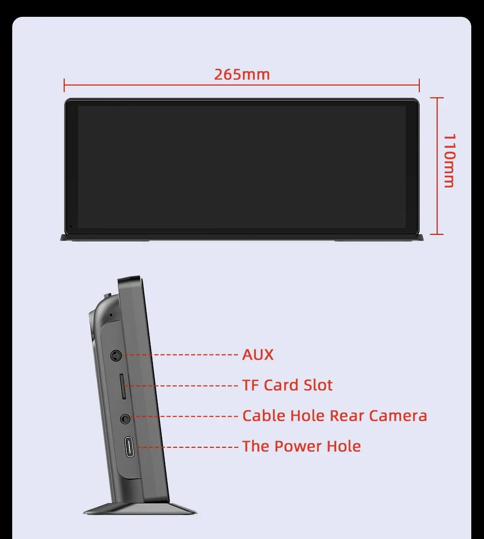 11.3 Inch Portable CarPlay Screen – HD Wireless Touch Display for Apple CarPlay and Android Auto