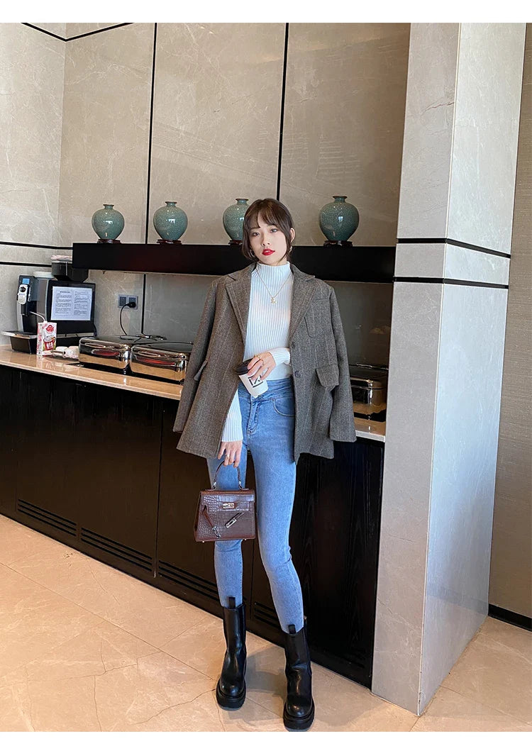 Women Mock Neck Ribbed Knit Pullover Long Sleeve Slim Fit Sweater - Image 18