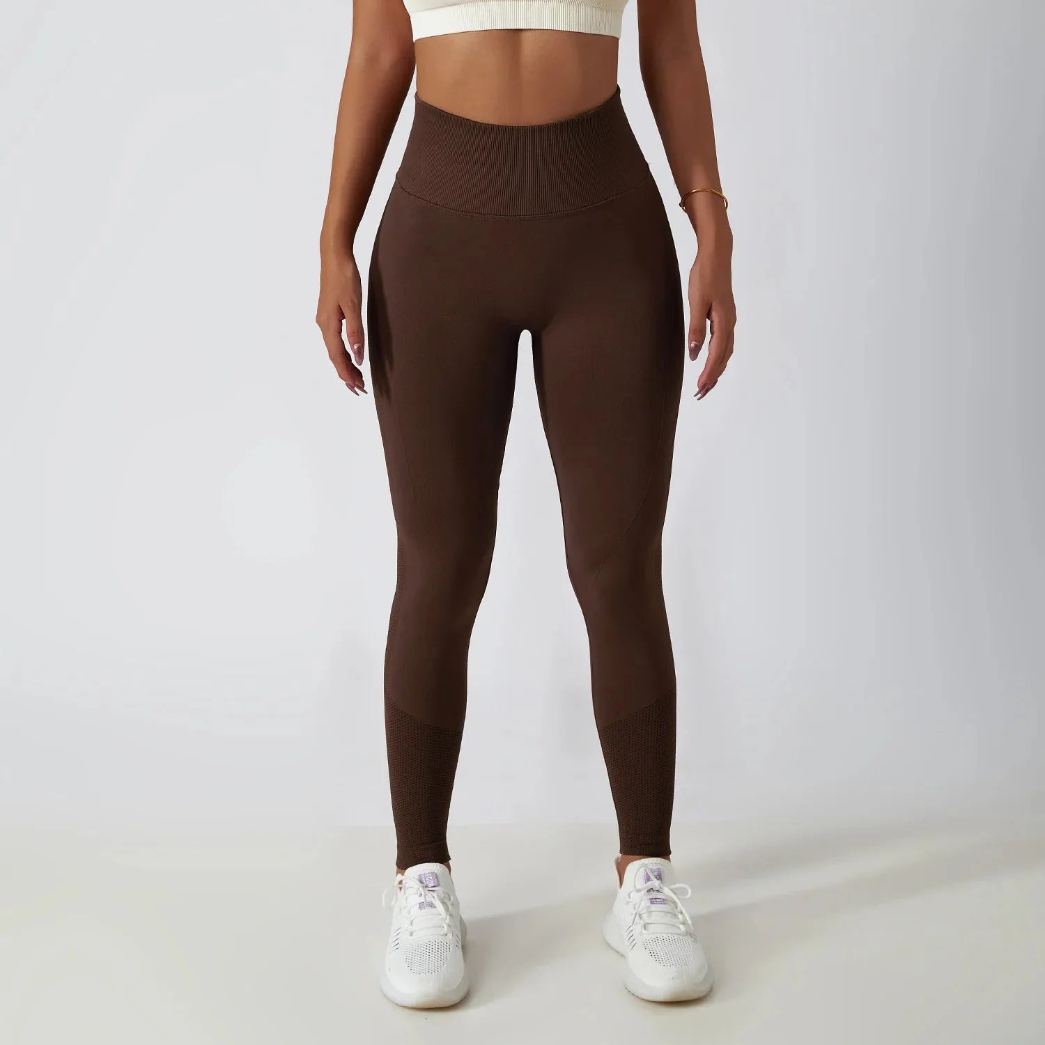 Seamless Ribbed Yoga Leggings with Tummy Control Fit