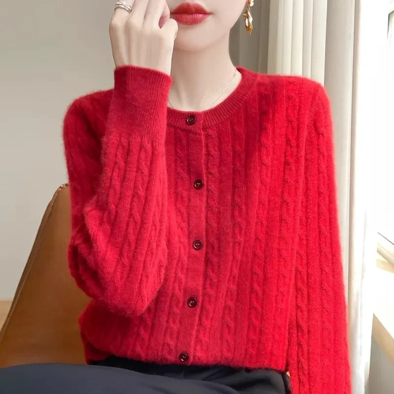 Women's Cable Knit Button Down Cardigan Sweater - Image 2