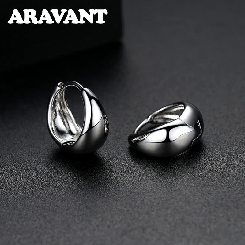 925 Silver 14mm 18K Gold Egg Hoop Earring For Women Fashion Jewelry