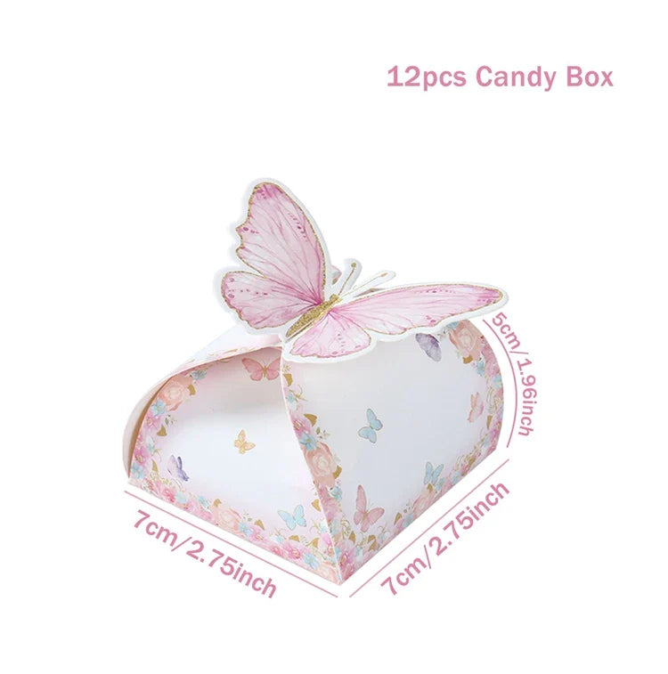 12pcs Butterfly Candy Boxes Gifts Packing Paper Boxes Birthday Party Decorations Girls Wedding Baby Shower Favors For Guest