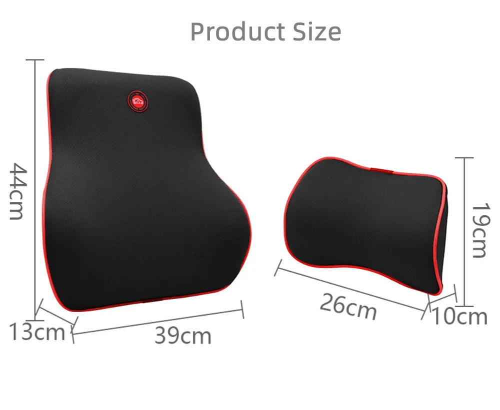 Memory Foam Car Neck and Back Pillow, Headrest and Lumbar Support Cushion Set