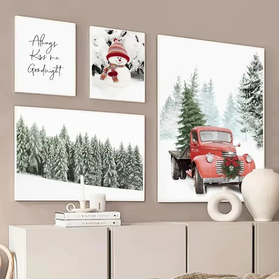 Winter Snow Scenery Christmas Wall Art Unframed Canvas Prints - Image 3