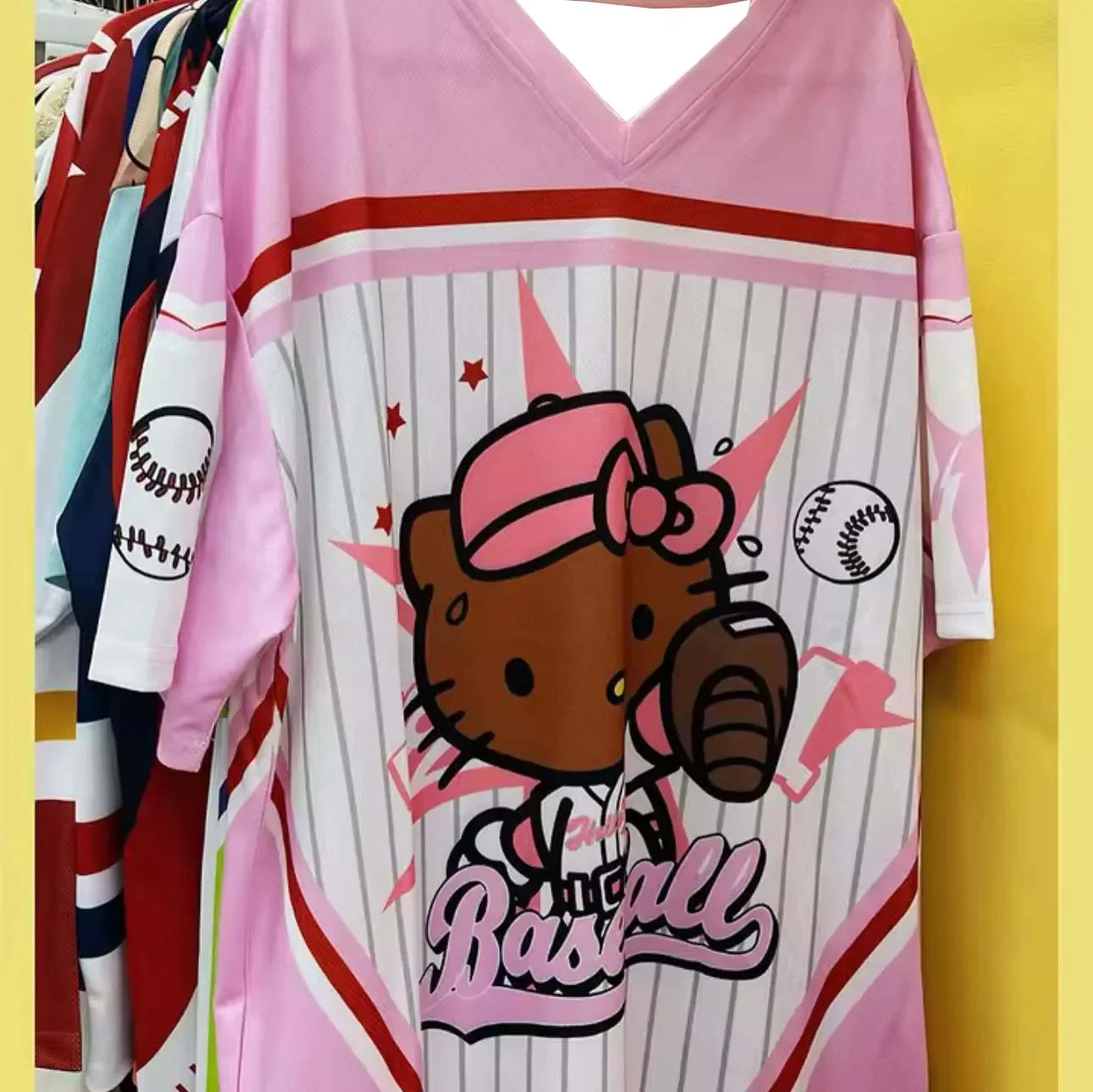 Women Baseball Graphic V-Neck Tee Lightweight Casual Shirt - Image 2