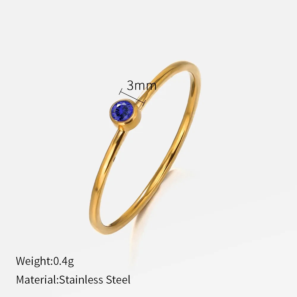 14k Gold Plated Stainless Steel Birthstone Ring