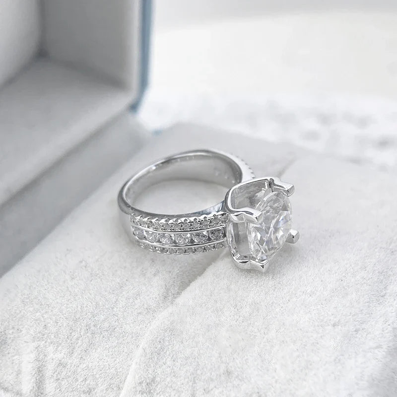 NeeTim 2ct 3ct 5ct D VVS1 Moissanite Wedding Ring For Women 925 Sterling Silver Band Lab Diamond Bands Engagement Rings