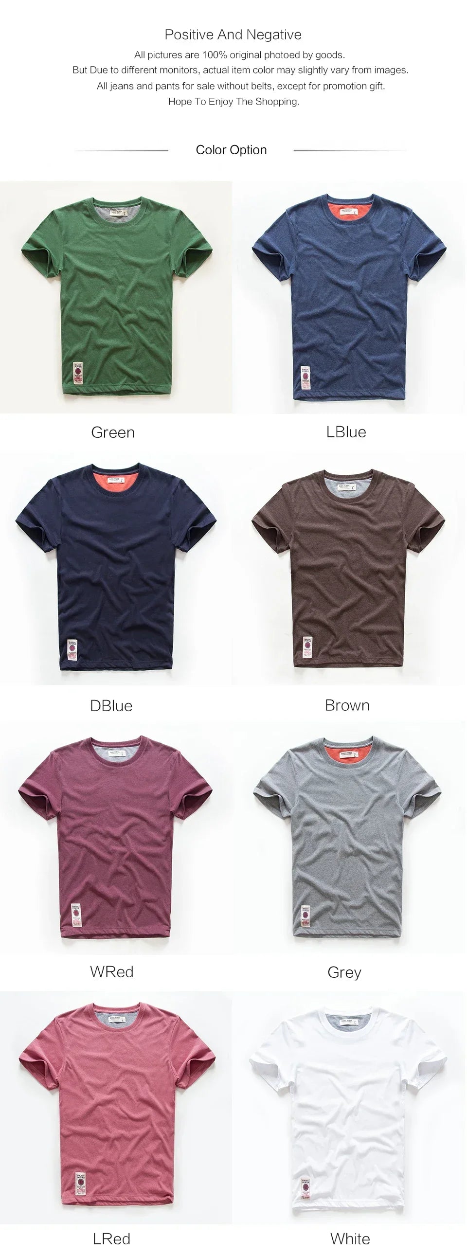 Men's Cotton Basic T-Shirt, Casual Short Sleeve Streetwear Tee