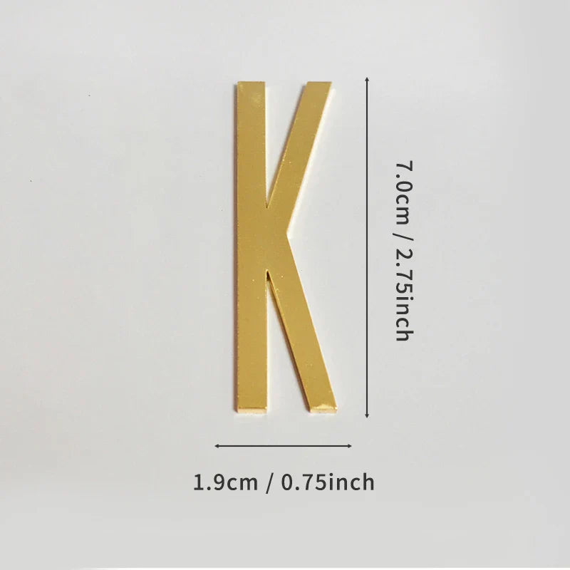 Golden Self Adhesive House Number Metal English Alphabet Letters for Apartment Room Door Plate Table Mailbox Number Stickers 7cm