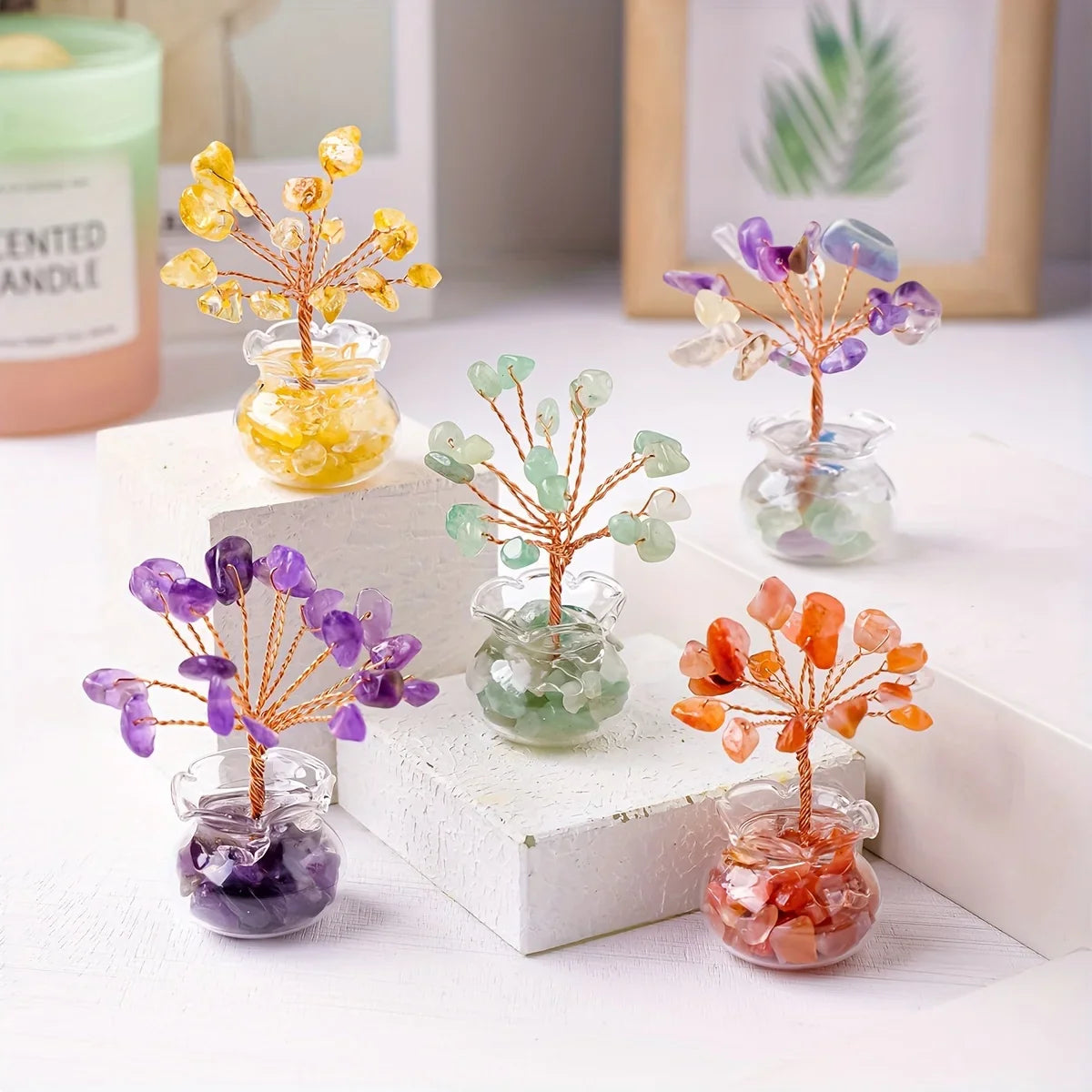 Amethyst Crystal Gravel Tree: Handmade Copper Wire, Healing Stones, Miniature Home Decoration meditation  decoracion