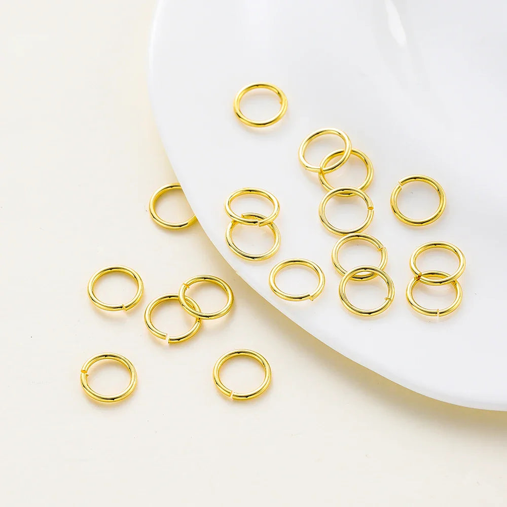 50-200/lot 14K 18K Gold Necklace Open Single Jump Ring Lobster Clasp Connector Split Ring Fitting DIY Jewelry Making Accessories