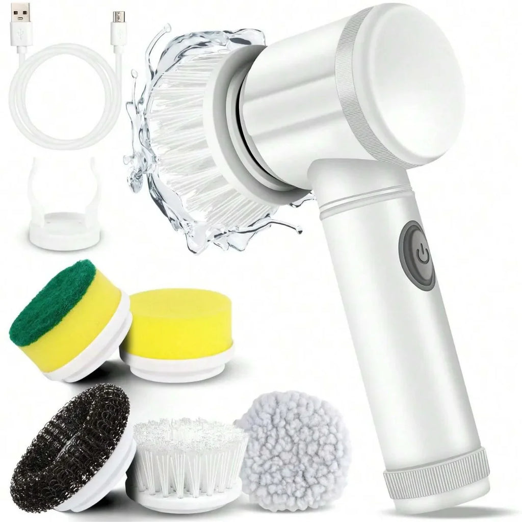 🧽 Rechargeable Electric Cleaning Brush – Cordless Spin Scrubber with Replaceable Brush Heads for Bathroom, Kitchen, and Multi-Surface Cleaning