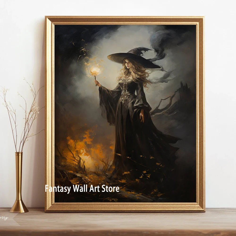 Witch Magical Art Print Full Moon Dark Romantic Wall Decor Poster - Image 4