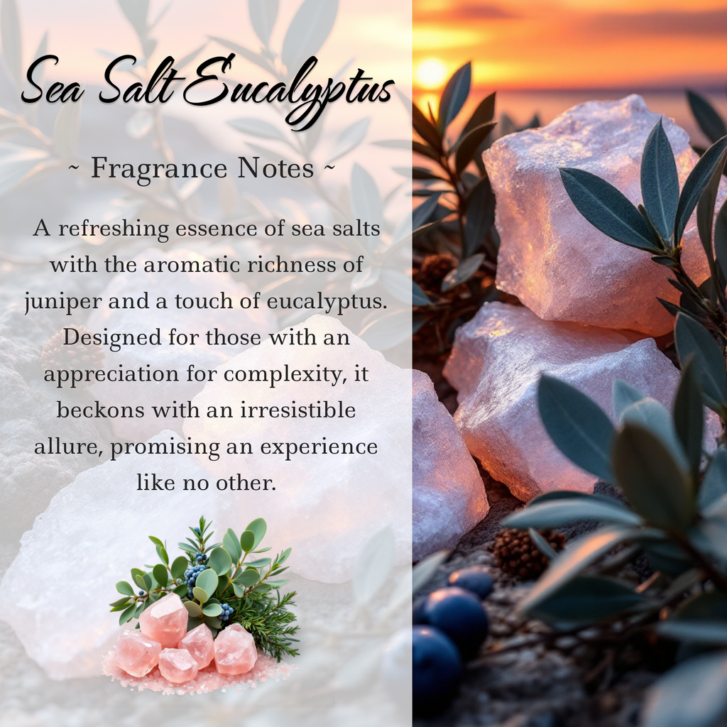 Sea Salt Eucalyptus, Premium Coconut-Soy Wax Tea Light Crystal Candle, 1oz