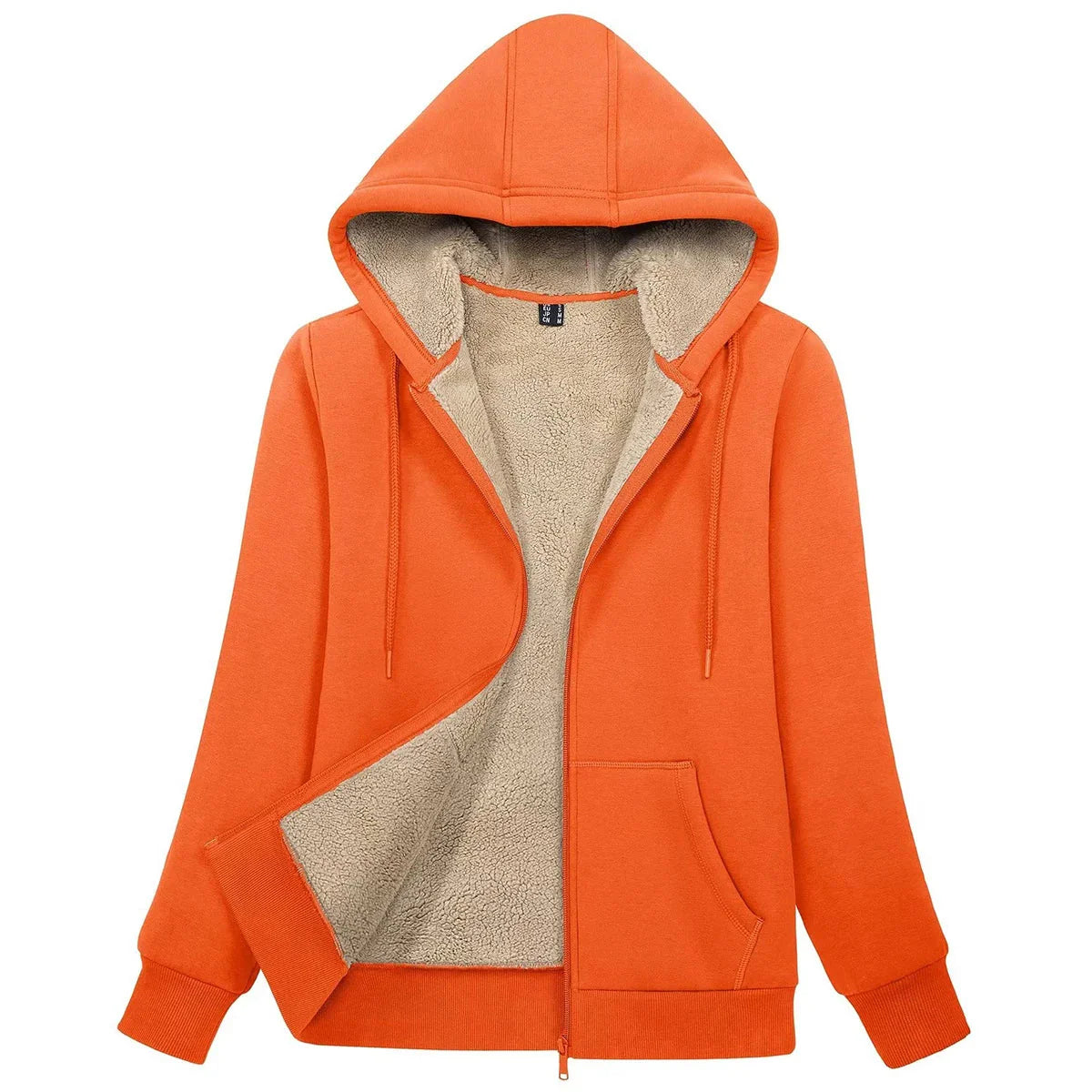 Women's Blue Sherpa-Lined Fleece Zip-Up Hoodie Jacket - Image 14