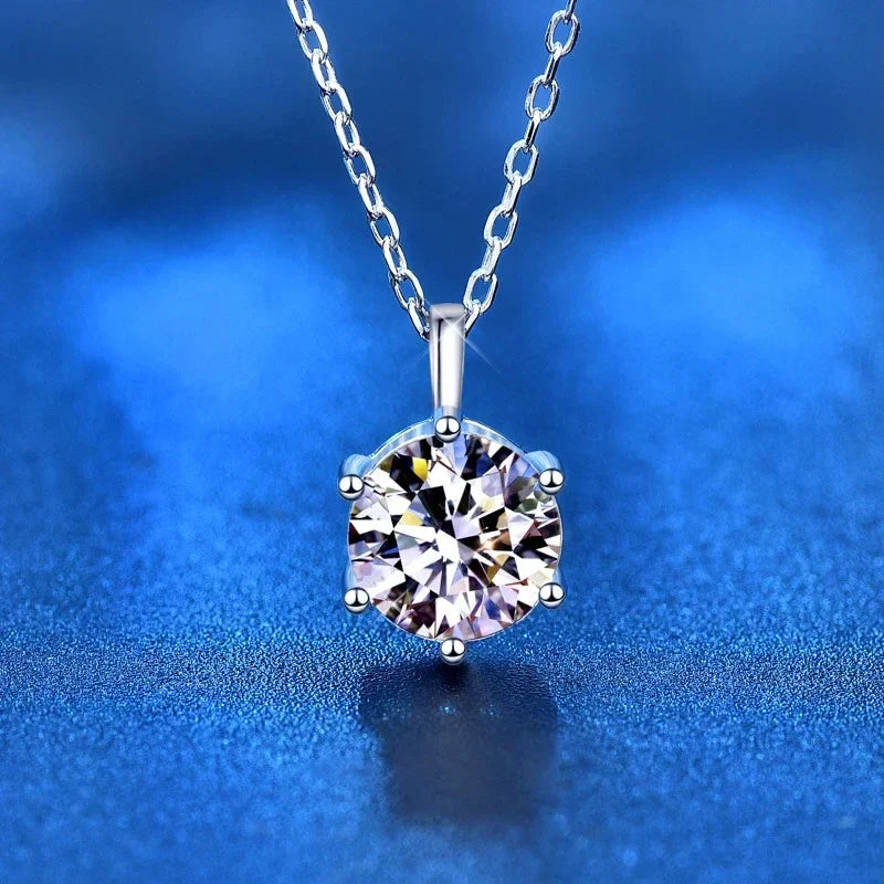 NeeTim 2.0ct VVS1 D Color Moissanite Necklace 925 Soild Sterling Silver Chain with Certificate Fine Jewelry for Woman