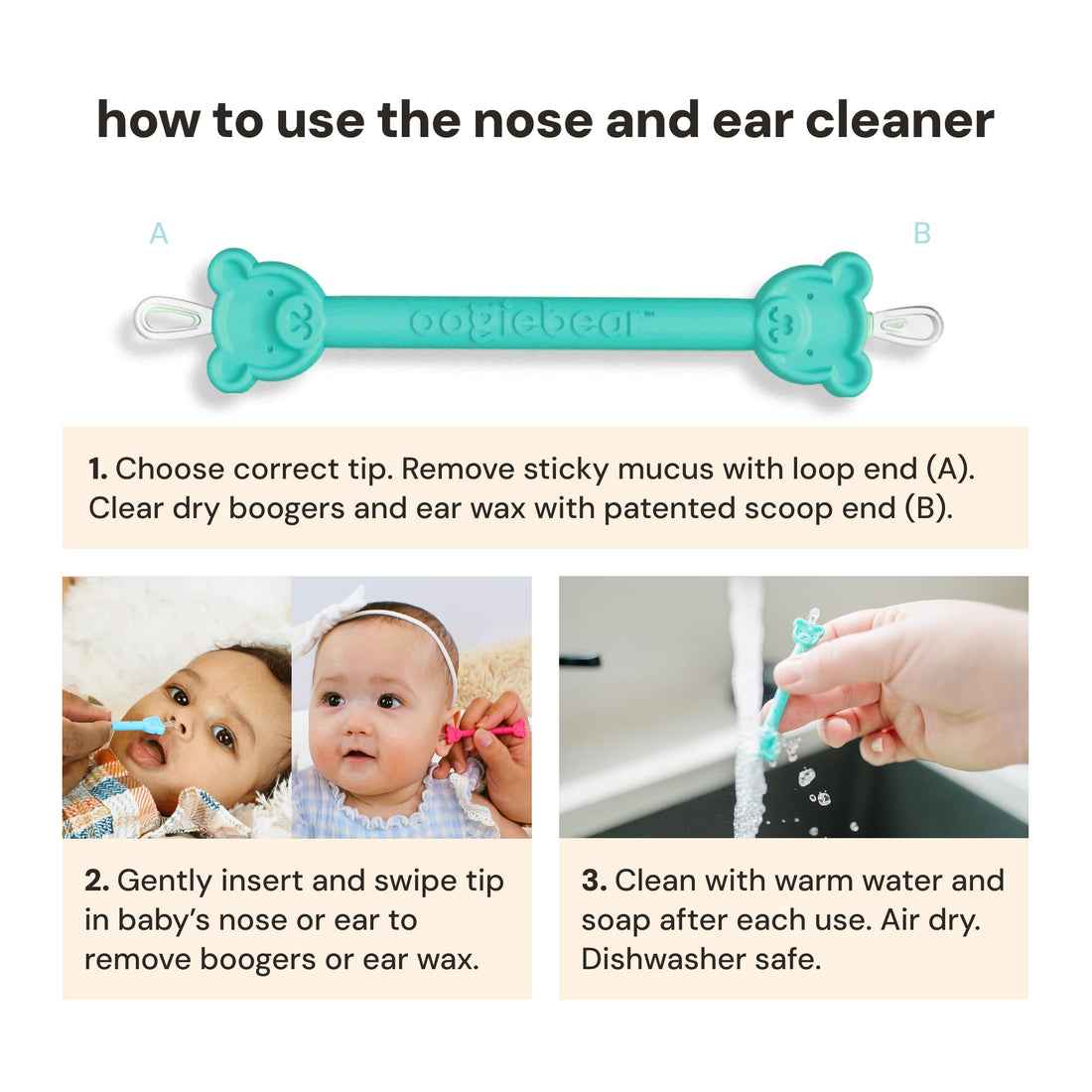 3-Pack Dual-Ended Nasal & Ear Cleaner Tool for Infants