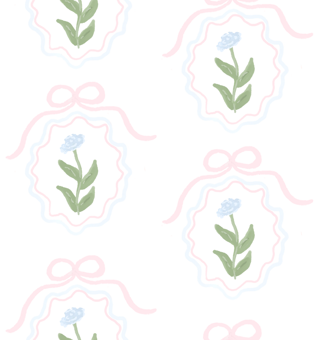 Esti Floral Removable Wallpaper - Pink, Sage-Green & White