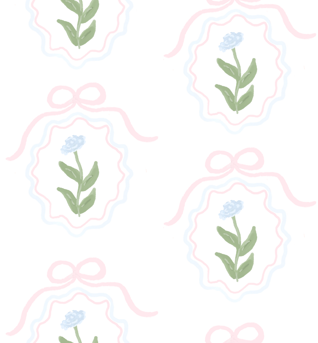 Esti Floral Removable Wallpaper - Pink, Sage-Green & White