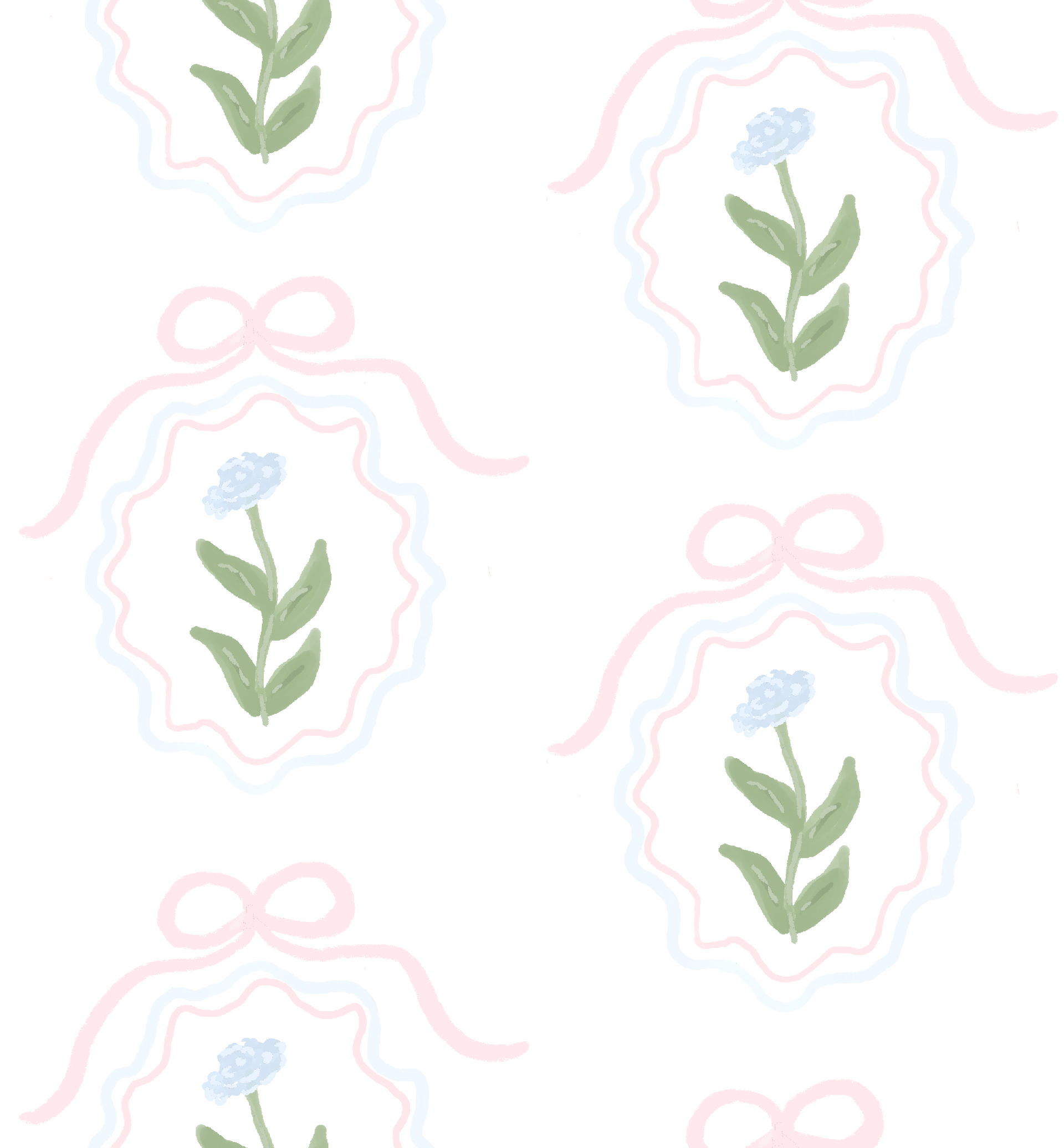 Esti Floral Removable Wallpaper - Pink, Sage-Green & White