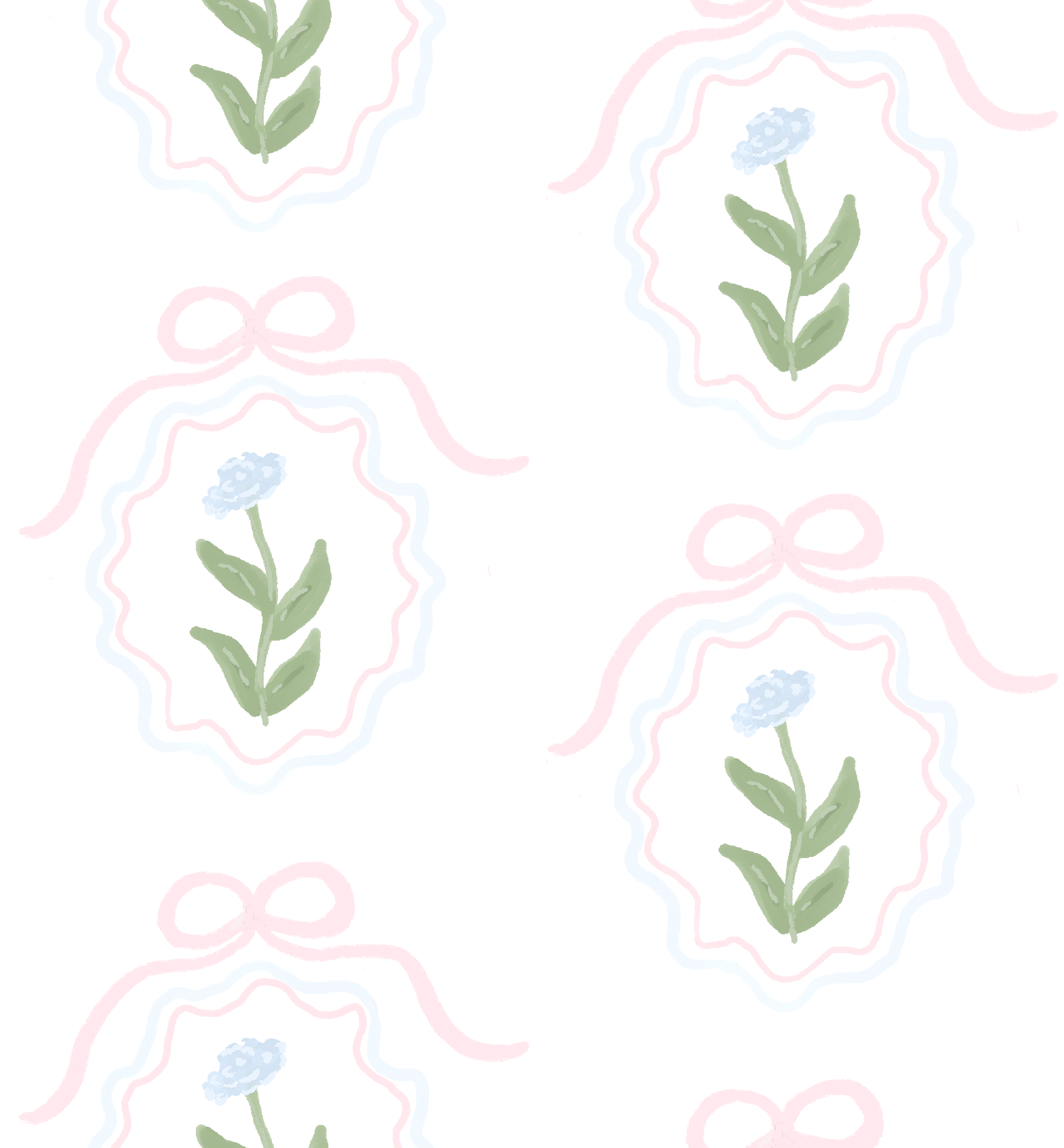 Esti Floral Removable Wallpaper - Pink, Sage-Green & White
