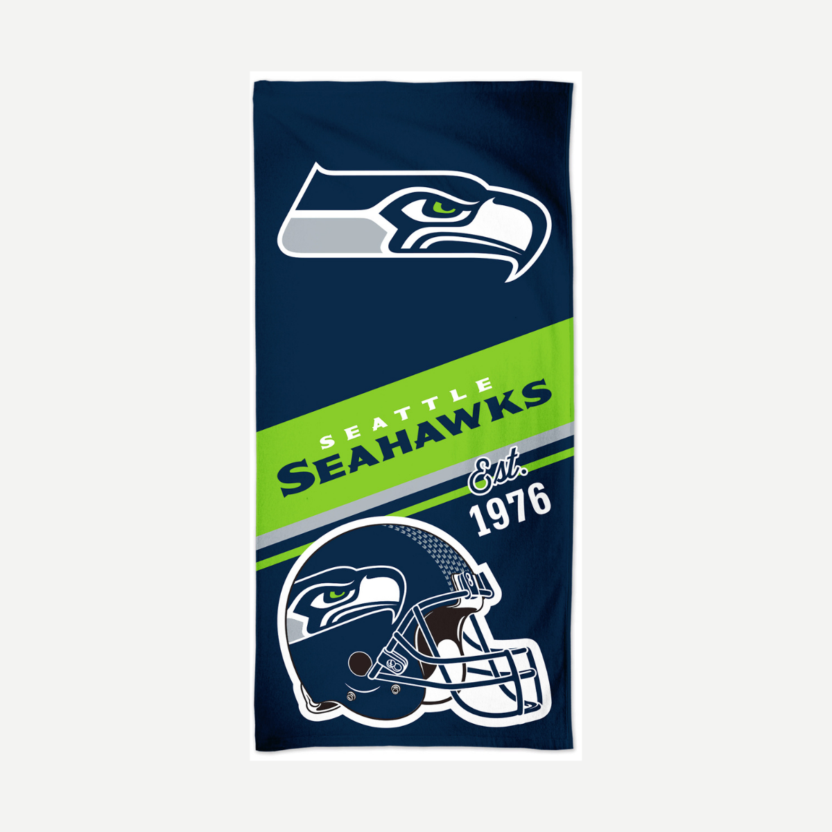 Seattle Seahawks Velour Beach Towel Navy Green and Gray Fan Gear