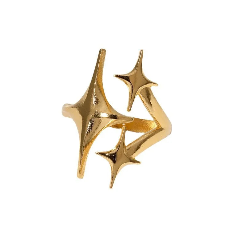 New European American Stainless Steel Ring Niche Teenage Design Featuring Star Like Minimalist Cool Personalized Temperament