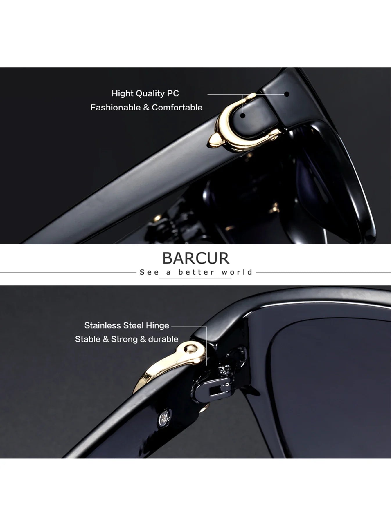 Men's Polarized Gradient Sunglasses with Stainless Steel Frame
