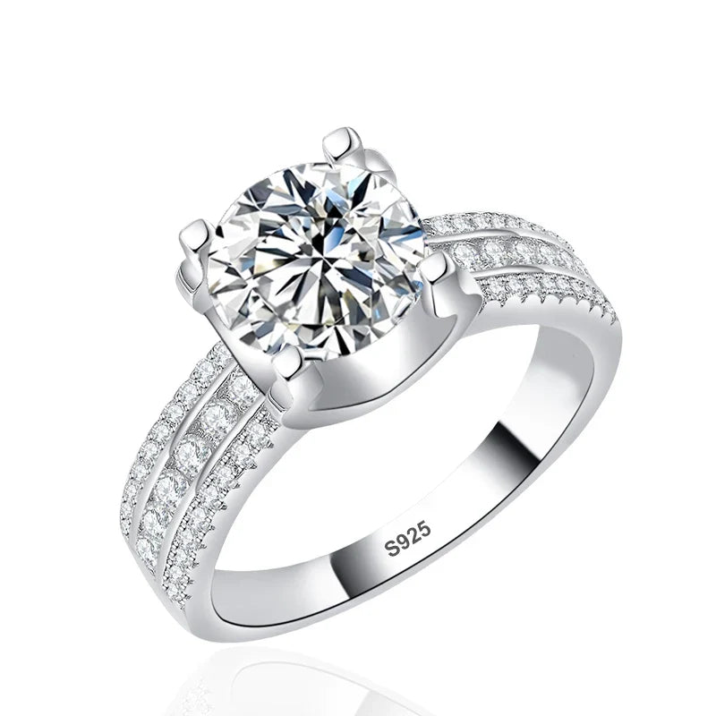NeeTim 2ct 3ct 5ct D VVS1 Moissanite Wedding Ring For Women 925 Sterling Silver Band Lab Diamond Bands Engagement Rings