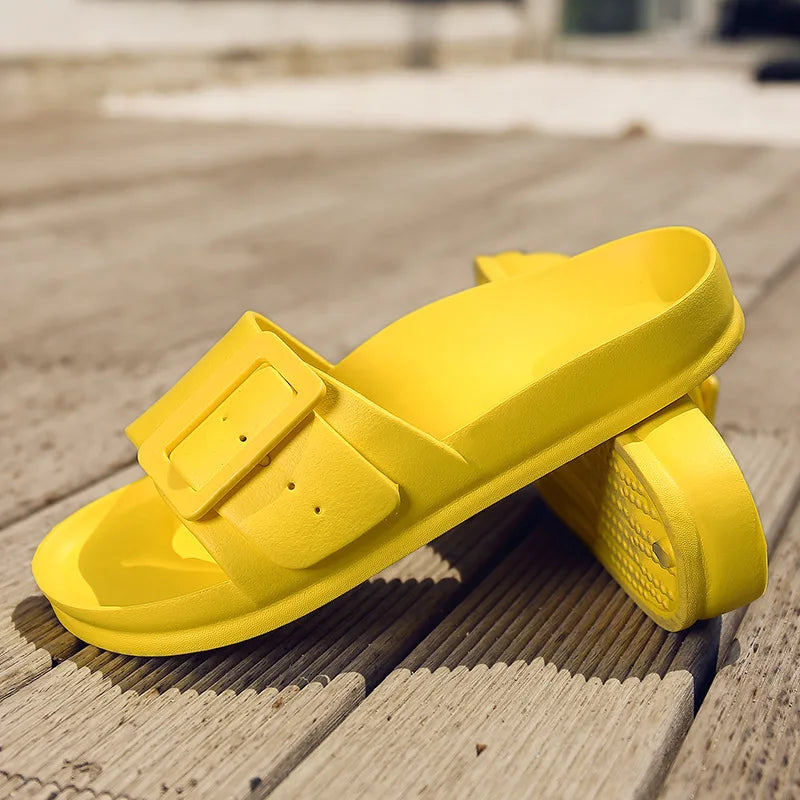 Women's EVA Square Buckle Comfort Slides Lightweight Casual Sandals - Image 5