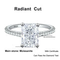NeeTim 1CT 2CT Emerald Radiant Cut Moissanite Ring for Women Engagement Wedding Lab Diamond Sterling Silver 925 Rings Jewelry