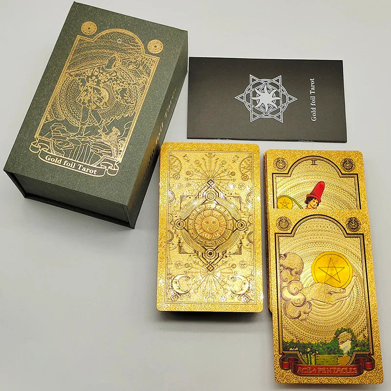 Classical Gold Foil Waterproof Tarot Cards With Megnet Box As Special Gift