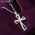 Promotions 45cm 925 sterling silver necklace charm for women cyrstal Cross pendant chain jewelry fashion cute wedding party