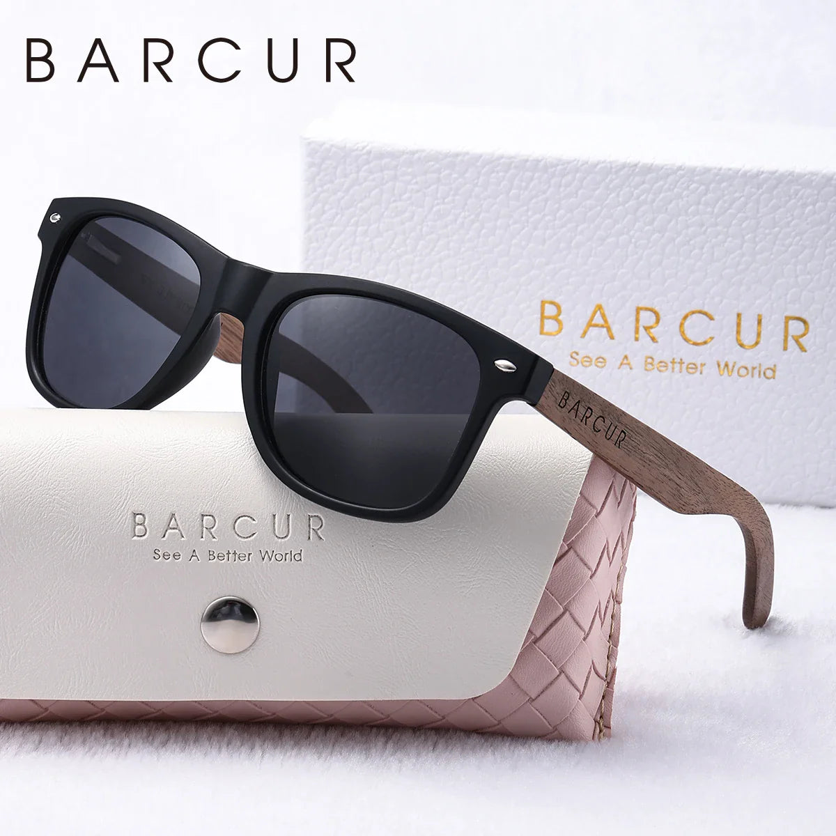 Natural Wood Oval Polarized Sunglasses for Women