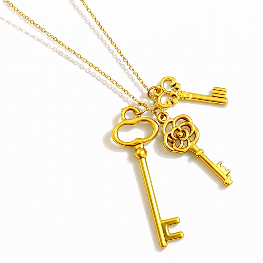 Secret Garden Key Necklace – Gold Plated | Vintage Charm, Dainty Jewelry