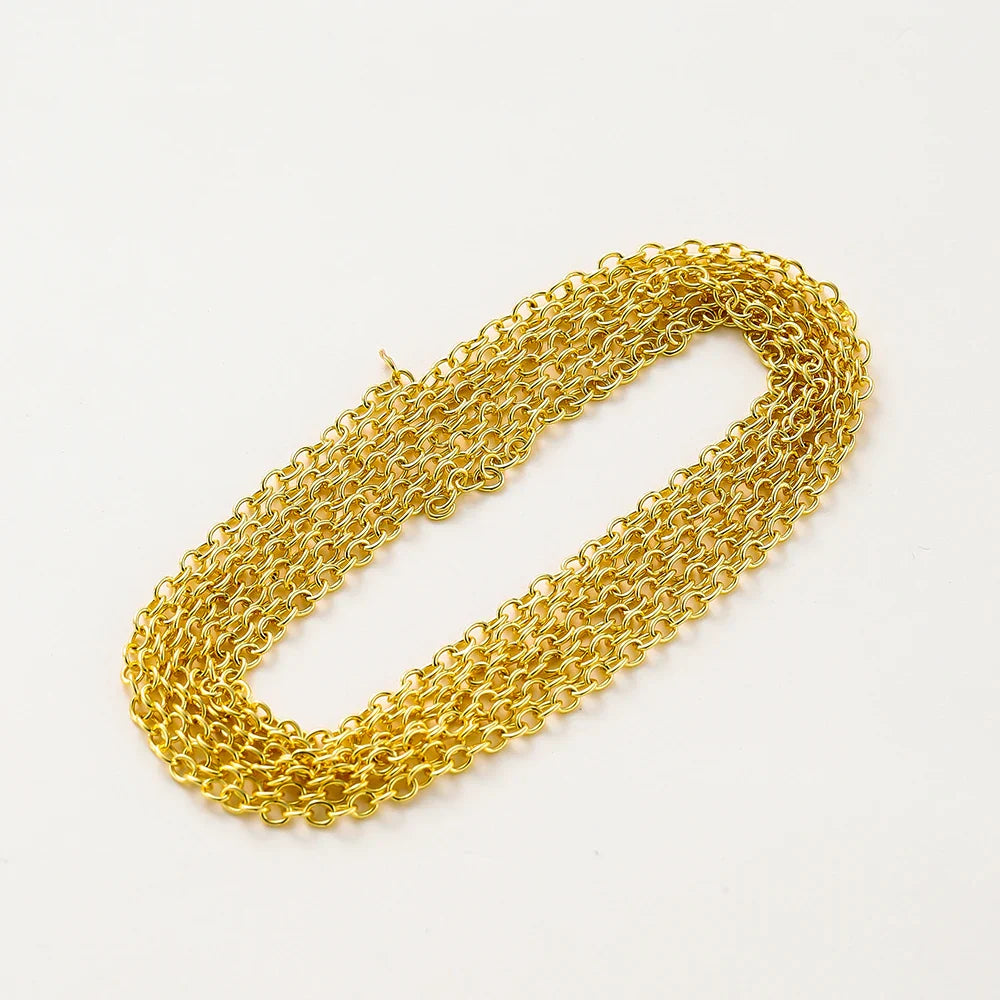 1Meter/lot 14K 18K Gold Plated Brass Metal Round Link Cable Chains DIY Jewelry Making Chain For Needlework Jewelry Accessories