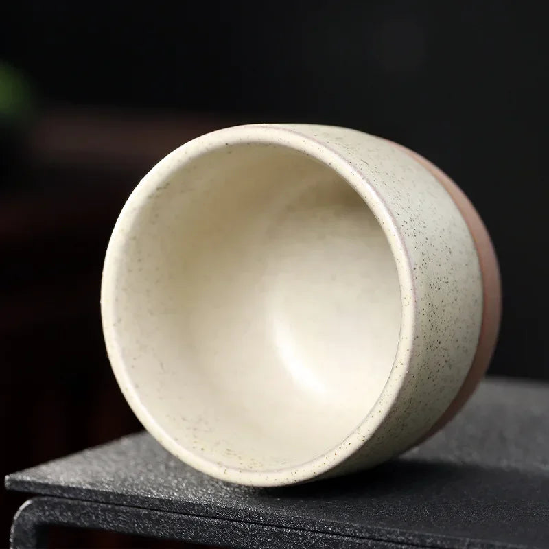 Coarse pottery Ceramic Craft Ceramic Retro Chinese Kung Fu Teacup Round Creative Ceramic Matte Glaze Coffee Drinking Utensils